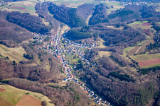 Village - view on the edge of agricultural fields and farmland in Trulben in the state Rhineland-Palatinate, Germany