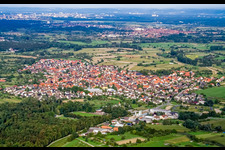 Town View of the streets and houses of the residential areas in the district Neuburgweier in Au am Rhein in the state Baden-Wurttemberg out of the air