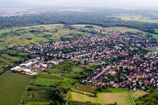 Aerial view of From the north in the district Illingen in Elchesheim-Illingen in the state Baden-Wuerttemberg, Germany
