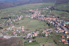 Aerial view of Weislingen in the state Bas-Rhin, France