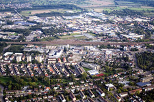 Niederwaldstraße industrial area near the railway in Rastatt in the state Baden-Wuerttemberg, Germany
