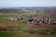Issenhausen in the state Bas-Rhin, France viewn from the air