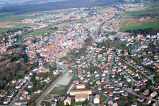 Aerial view of Pfaffenhoffen in the state Bas-Rhin, France