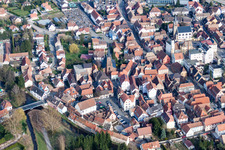 Aerial view of City view of the city area of in Pfaffenhoffen in Grand Est, France