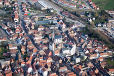 Bird's eye view of Pfaffenhoffen in the state Bas-Rhin, France