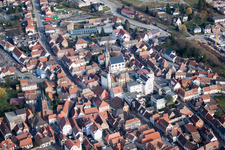 Pfaffenhoffen in the state Bas-Rhin, France viewn from the air