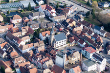The city center in the downtown area in Pfaffenhoffen in Grand Est, France