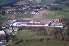 Aerial view of Building and production halls on the premises of Tryba in Gundershoffen in Grand Est, France