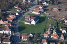 Merkwiller-Pechelbronn in the state Bas-Rhin, France from above