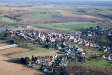 Kutzenhausen in the state Bas-Rhin, France seen from a drone