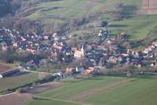Drachenbronn-Birlenbach in the state Bas-Rhin, France from a drone