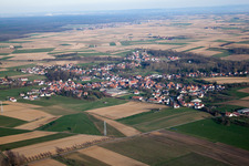 Riedseltz in the state Bas-Rhin, France seen from above