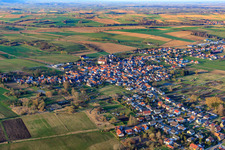 Aerial view of Village view in Viehstrich from the southeast in Kapsweyer in the state Rhineland-Palatinate, Germany