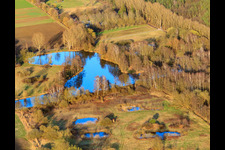 Aerial photograpy of Leisure lake "Swan Pond" in Steinfeld in the state Rhineland-Palatinate, Germany