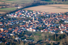 Bird's eye view of District Schaidt in Wörth am Rhein in the state Rhineland-Palatinate, Germany