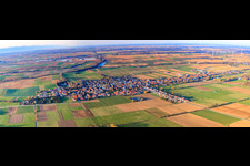 Panorama of the village view in Viehstrich from the southeast in Freckenfeld in the state Rhineland-Palatinate, Germany