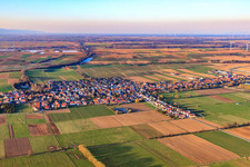 Aerial view of Panorama of the village view in Viehstrich from the southeast in Freckenfeld in the state Rhineland-Palatinate, Germany