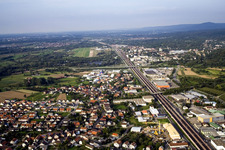 Railway line from the south in the district Oos in Baden-Baden in the state Baden-Wuerttemberg, Germany