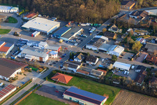 Aerial photograpy of Am Gäxwald industrial area with REHA med in Herxheim bei Landau in the state Rhineland-Palatinate, Germany