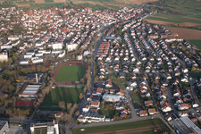 Oblique view of District Münchingen in Korntal-Münchingen in the state Baden-Wuerttemberg, Germany
