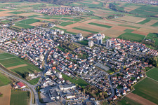 Aerial photograpy of Town View of the streets and houses of the residential areas in Ditzingen in the state Baden-Wurttemberg