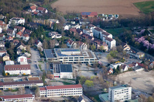 Drone recording of Johannes Kepler High School, Lindenstr in Leonberg in the state Baden-Wuerttemberg, Germany