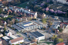Johannes Kepler High School, Lindenstr in Leonberg in the state Baden-Wuerttemberg, Germany from the drone perspective