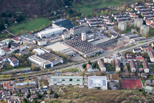 Drone recording of August Lämmle School, Gerlinger Straße in the district Ramtel in Leonberg in the state Baden-Wuerttemberg, Germany
