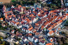 Aerial view of Old Town area and city center in Leonberg in the state Baden-Wurttemberg, Germany