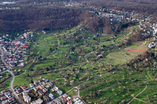 Aerial view of Steingrübenweg in the district Bopser in Gerlingen in the state Baden-Wuerttemberg, Germany