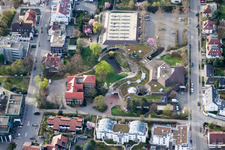 Aerial view of Building of the indoor arena Stadthalle Korntal in the district Korntal in Korntal-Muenchingen in the state Baden-Wurttemberg, Germany
