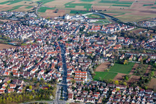 Town View of the streets and houses of the residential areas in Stammheim in the state Baden-Wurttemberg, Germany