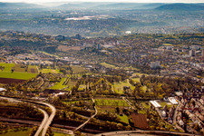 Aerial photograpy of District Zuffenhausen in Stuttgart in the state Baden-Wuerttemberg, Germany