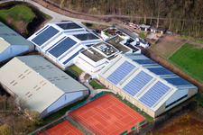 Württemberg Tennis Association, Emerholzweg in the district Stammheim in Stuttgart in the state Baden-Wuerttemberg, Germany from the plane