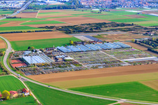 Aerial view of Häussermann Perennials + Woody Plants, In the Cornfield in Möglingen in the state Baden-Wuerttemberg, Germany
