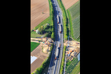 Aerial view of Renewal of a bridge for a field track over the A65 in Kandel in the state Rhineland-Palatinate, Germany