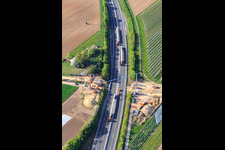 Aerial photograpy of Renewal of a bridge for a field track over the A65 in Kandel in the state Rhineland-Palatinate, Germany