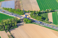 Renewal of a bridge for a field track over the A65 in Kandel in the state Rhineland-Palatinate, Germany seen from above