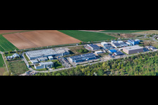Panorama of the W business park from the south in Herxheim bei Landau in the state Rhineland-Palatinate, Germany
