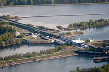 Aerial photograpy of Sluice in Gambsheim in the state Bas-Rhin, France