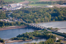 Oblique view of Sluice in Gambsheim in the state Bas-Rhin, France