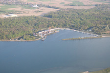 Gambsheim in the state Bas-Rhin, France from the drone perspective