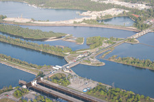 Gambsheim in the state Bas-Rhin, France from a drone