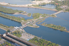 Gambsheim in the state Bas-Rhin, France seen from a drone
