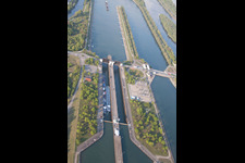 Aerial photograpy of Gambsheim in the state Bas-Rhin, France