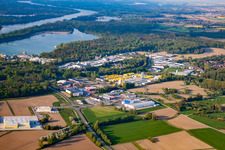 Aerial photograpy of District Freistett in Rheinau in the state Baden-Wuerttemberg, Germany