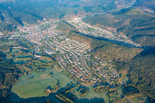 Dahn in the state Rhineland-Palatinate, Germany from above