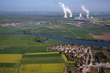 Aerial photograpy of Site of the nuclear power plant (NPP also, NPP or nuclear power plant) near the Mosel river in Cattenom in Alsace-Champagne-Ardenne-Lorraine, France
