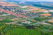 City view from the southeast with motorway exit Kandel Mitte of the A65 in Kandel in the state Rhineland-Palatinate, Germany