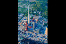 Construction site for the expansion of the Rhine port steam power plant Karlsruhe of EnBW Energie Baden-Württemberg AG in the district Daxlanden in Karlsruhe in the state Baden-Wuerttemberg, Germany out of the air